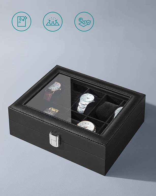 Songmics horlogebox met glazen deksel en 10 vakken voor €15,99 @ Amazon NL
