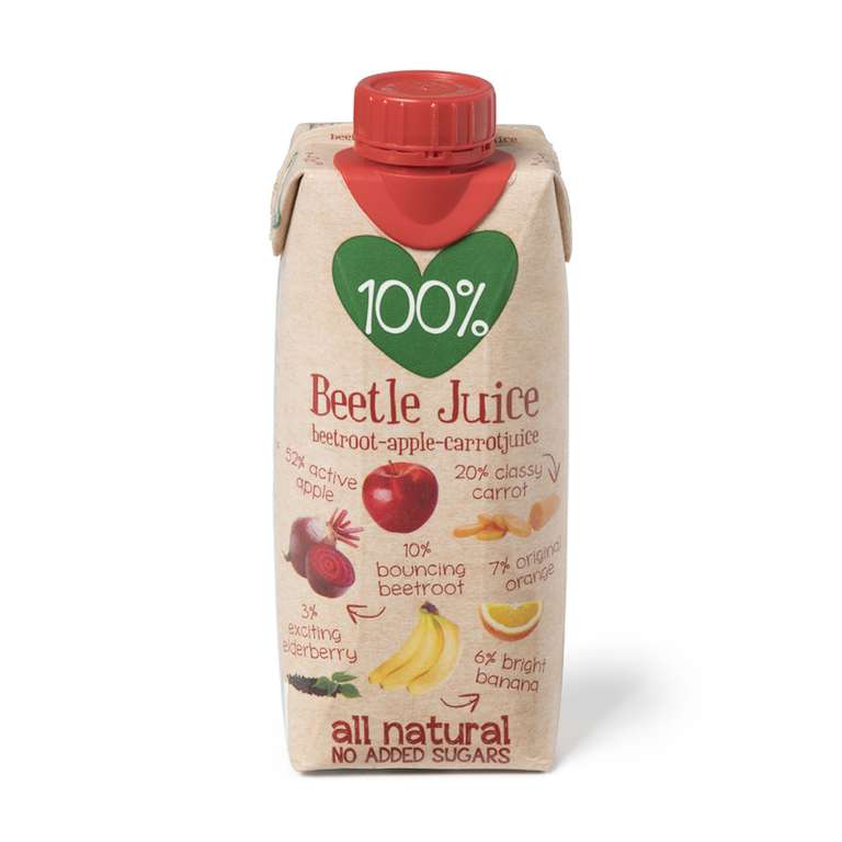 100% Beetle Juice bieten appel wortel 330ml €0,39 bij Die Grenze