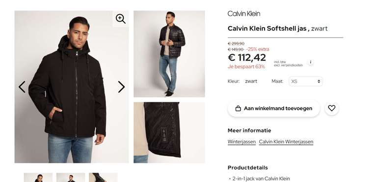 Calvin Klein heren soft shell 3 in 1 jack maat XS t/m XL