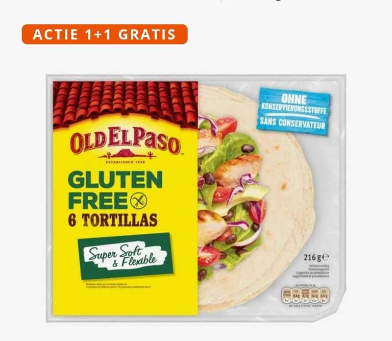 Glutenvrije Old el Paso tortilla 1 + 1 gratis
