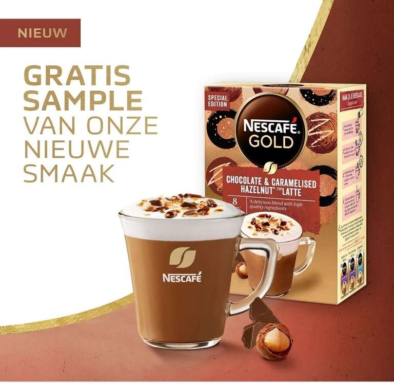 Gratis sample Nescafé Gold Limited Edition chocolade/hazelnoot latte