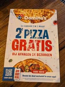 Domino's: 2e pizza gratis bij afhalen en bezorgen
