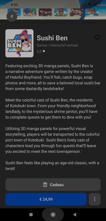VR game Sushi Ben met 90% korting - Meta Quest