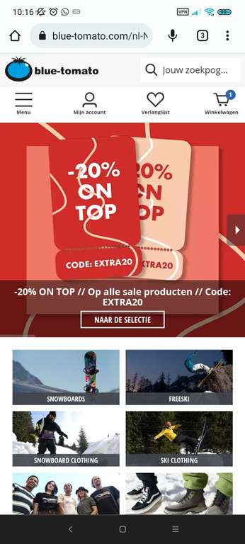 Extra 20% op alle Sale met code EXTRA20