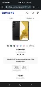 Samsung Galaxy S22 tijdelijk met 200 euro inruil bonus