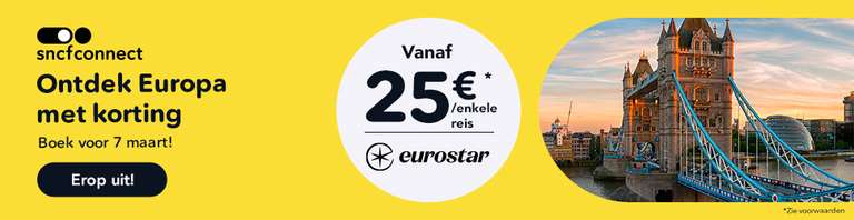 Eurostar Flash Sale --> Londen vanaf €39 - Parijs vanaf €32 - Brussel vanaf €25