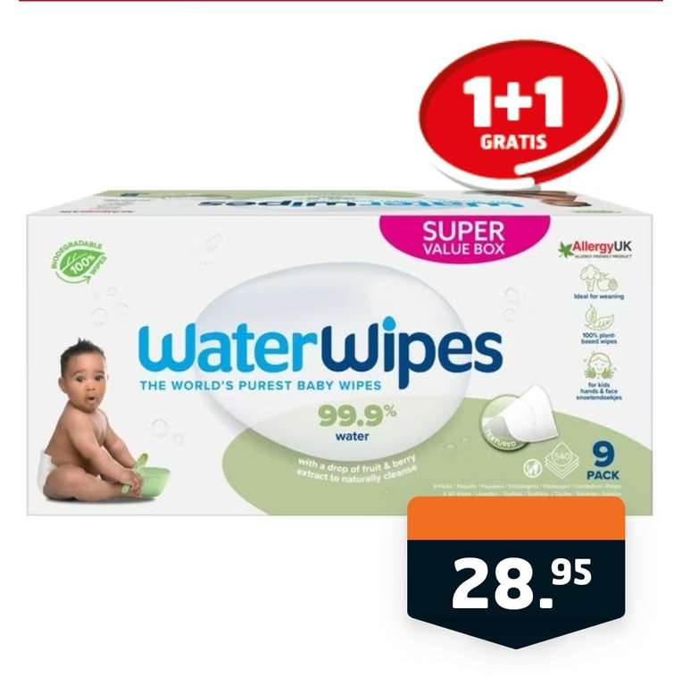 Alle baby doekjes 1+1 Waterwipes snoetendoekjes extra goedkoop