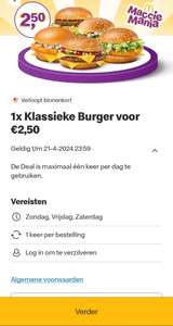 Klassieke burger voor €2,50 @McDonalds