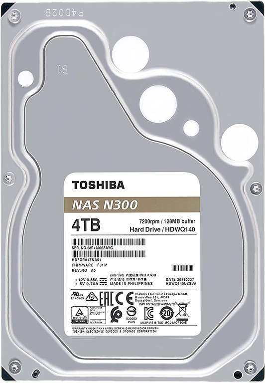 Toshiba 4TB N300 Internal Hard Drive – NAS 3.5 Inch SATA HDD