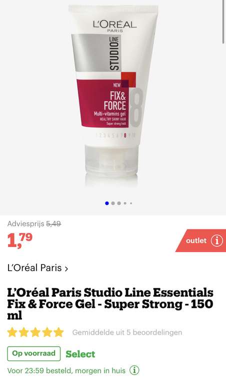 [bol.com] L’Oréal Paris Studio Line Essentials Fix & Force Gel - Super Strong - 150 ml €1,79