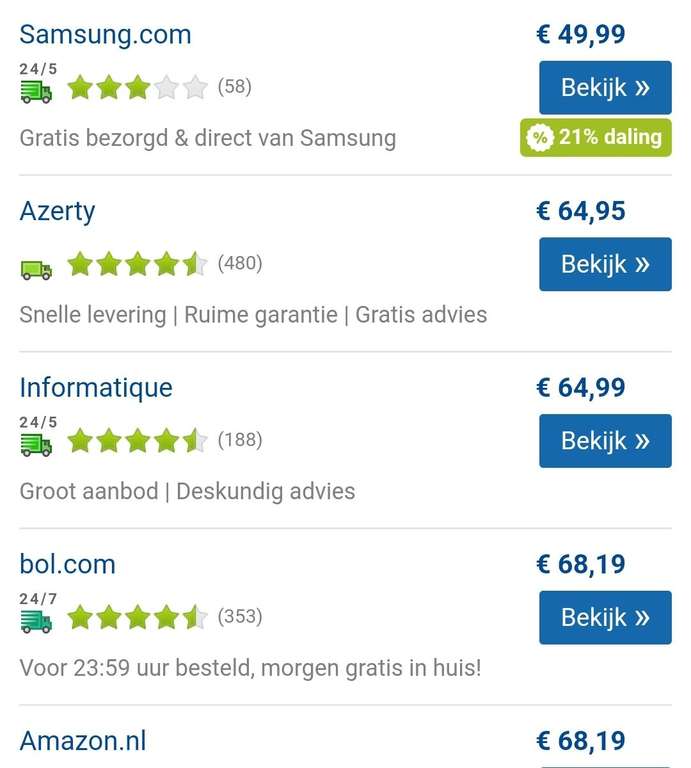 Galaxy SmartTag 4-pack gekleurd voor €42,99 via ING