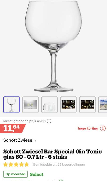 [bol.com] Schott Zwiesel Bar Special Gin Tonic glas 80 - 0.7 Ltr - 6 stuks €11,64