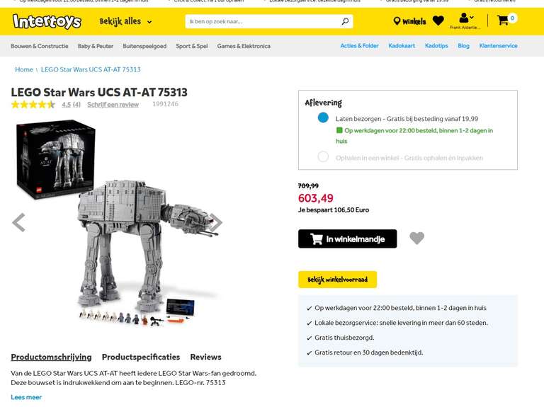 LEGO Star Wars UCS AT-AT 75313 voor € 603 euro. Laagste prijs ooit!
