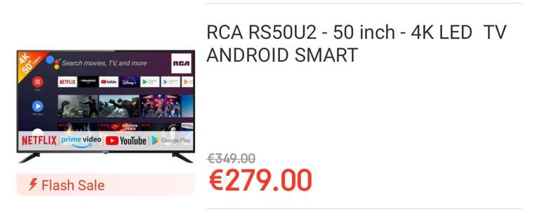 [vanaf 14.00] RCA RS50U2 - 50 inch - 4K LED TV ANDROID SMART