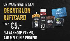 Gratis Decathlon giftcard bij aankoop 5€ Melkunie Protein