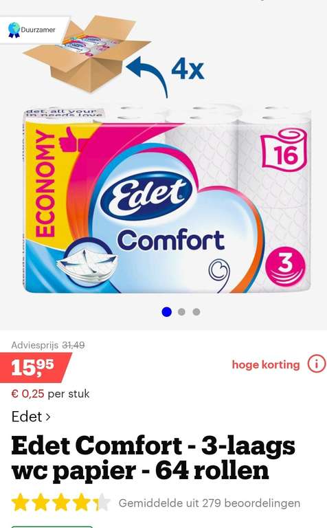 Edet Comfort 64 rollen - 3 laags toiletpapier