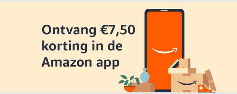 €7,50 korting op €25,- op je eerste aankoop in de Amazon app.