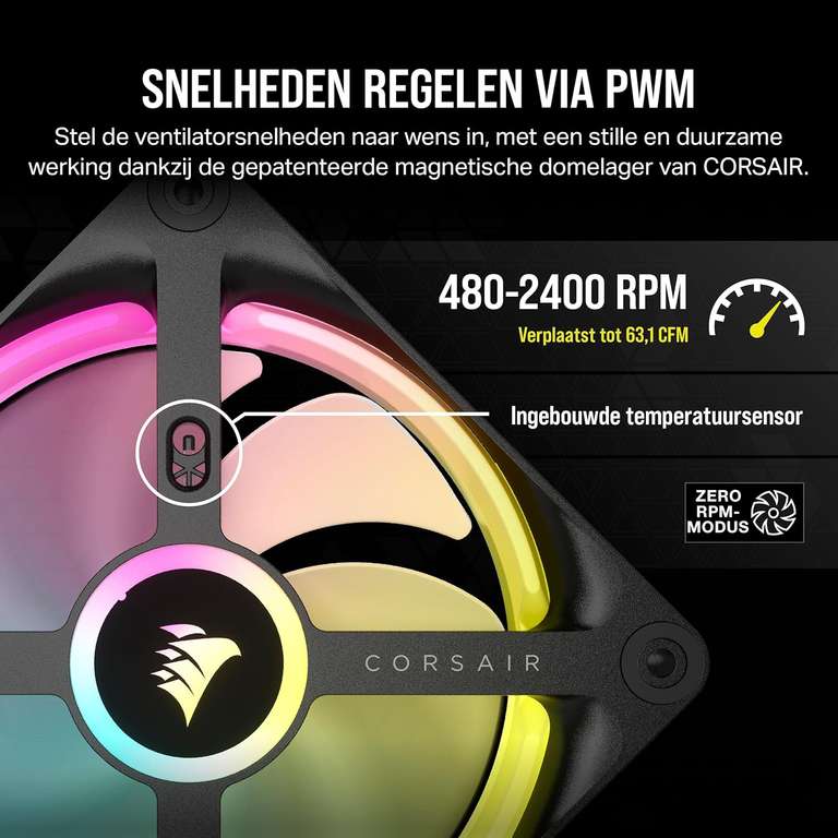 Corsair iCUE LINK QX120 RGB - 120mm (3-pack) zwart of wit - Pepper.com