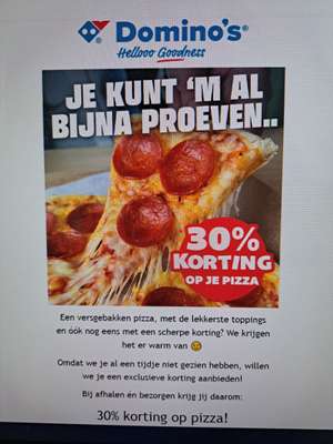 30% korting domino's pizza