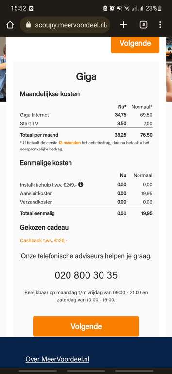 Via Scoupy app: Ziggo Giga abonnement - 12 maanden voor €38,25 pm + €120 cashback