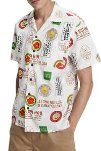 Scotch & Soda Hawaii fit- printed shortsleeve shirt embroidery combo a