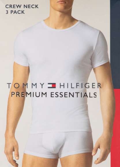 3 Pak basic witte shirts Tommy Hilfiger