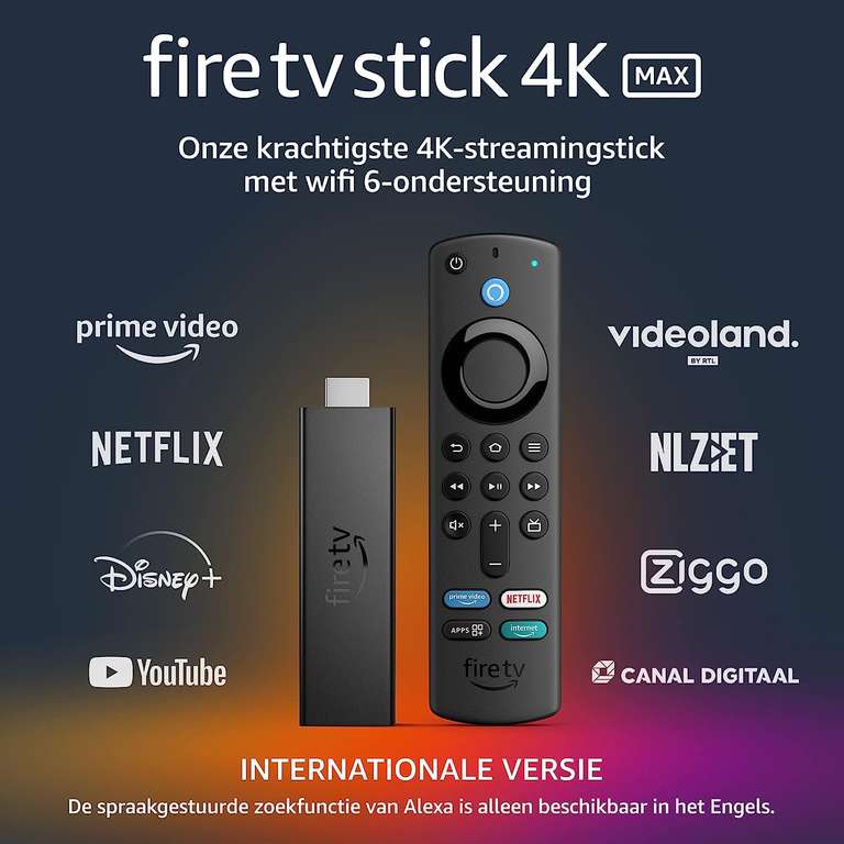Fire TV Stick 4K Max met Wi-Fi 6 en Alexa Voice Remote (Prime)