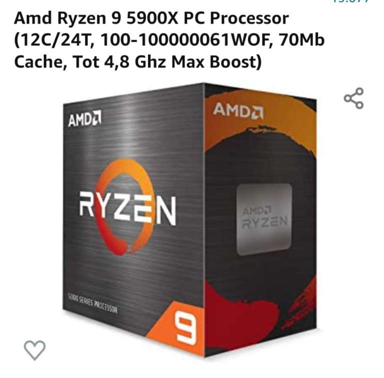 Amd Ryzen 9 5900X PC Processor (12C/24T, 100-100000061WOF, 70Mb Cache, Tot 4,8 Ghz Max Boost), 5950x ook goedkoper