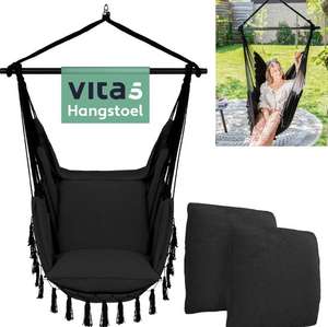Zwarte Vita5 XXL Hangstoel met 2 Kussens voor €29,95 @ iBOOD