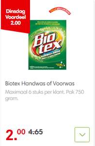 Biotex, pak 750g voor 2 euro (alleen 28 juni)