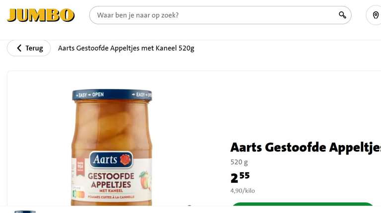 Xenos, Aarts gestoofde appeltjes met kaneel 70% korting tov Jumbo nu maar € 0,75