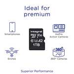 Integral 1TB Micro SD-Kaart 4K Video read 180MB/s en write 150MB/s MicroSDXC A2 C10 U3 UHS-I 180-V30 [DE naar BE shipping]
