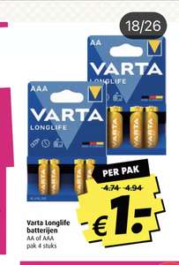 [Boni] Varta AA of AAA batterijen €1,-