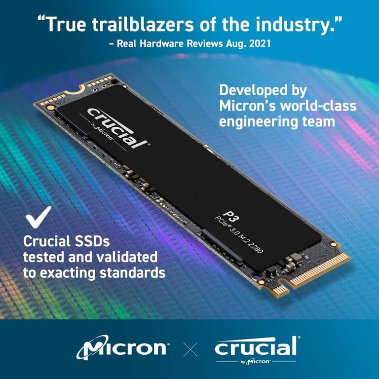 Crucial P3 2TB M.2 PCIe Gen3 NVMe Interne SSD - Tot 3500MB/s - CT2000P3SSD8