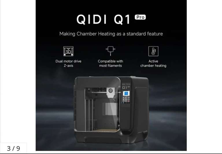 QIDI Tech Q1 Pro 3D Printer, Dubbele Z-Motoren, 60℃ Kamerwarmte, 350°C Print, Tri-Metaal Hot-End, Automatisch Nivelleren