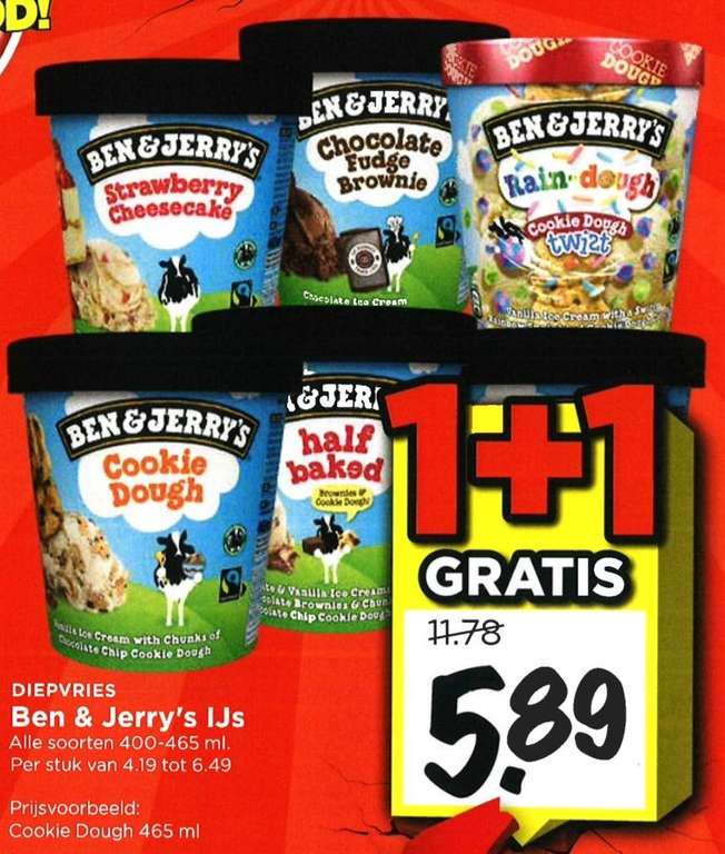 Ben & Jerry's Ijs 1+1 gratis!