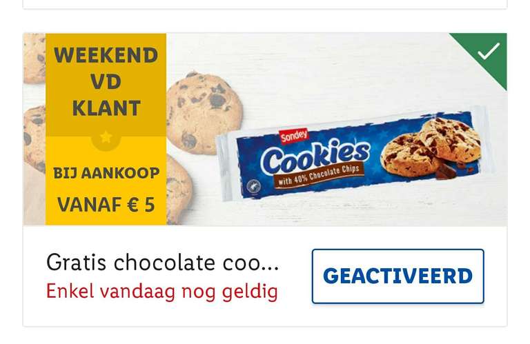 [GRENSDEAL BELGIË] Bij aankoop van €5 gratis chocolate chip cookies bij Lidl
