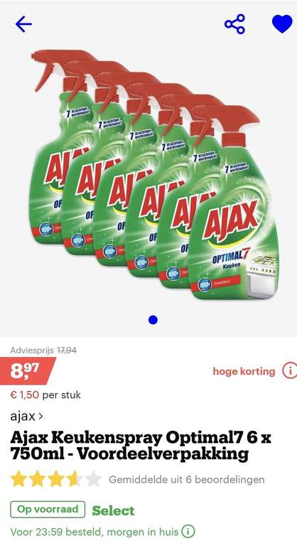 Ajax Keukenspray 6x 750ml