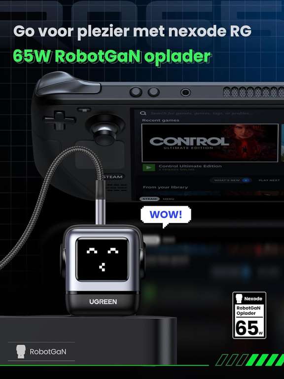 UGREEN Nexode RG USB C-oplader 65W RobotGaN-oplader @Amazon.nl
