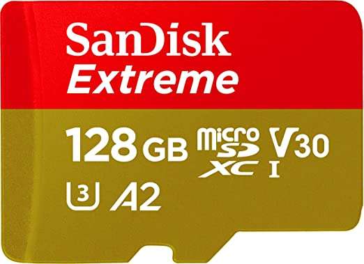SanDisk Extreme 128 GB microSDXC-geheugenkaart+SD-adapter met A2 App Performance + Rescue Pro Deluxe, tot 160 MB/s, Klasse 10, UHS-I, U3,V30