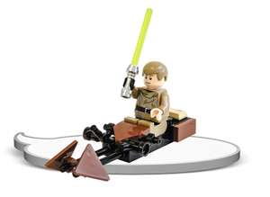 Lego Star Wars Luke Skywalker Endor outfit met Speeder Bike minibuild in Duits magazine