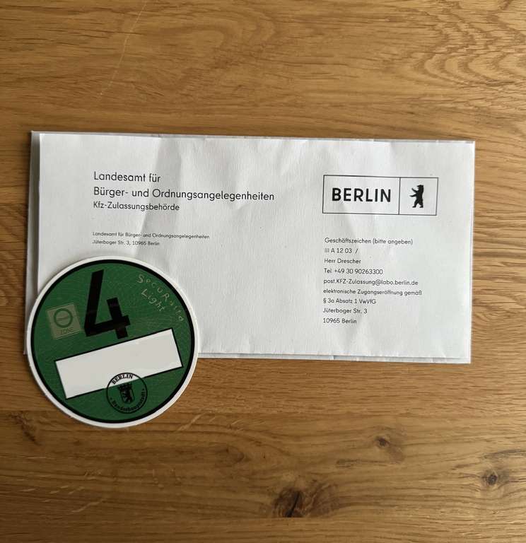 Duitsland milieusticker (Umweltplakette) voor €5,95 uit Berlijn!