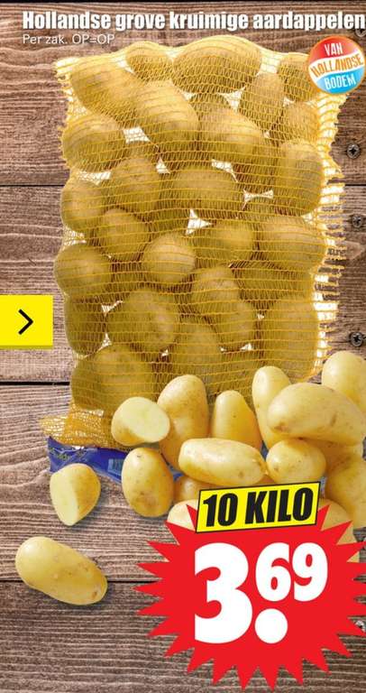 Hollandse grove kruimige aardappelen 10 kilo nu voor €3,69 @Dirk