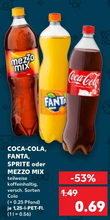 [Kaufland] Coca-Cola, Fanta, Sprite 1,25L