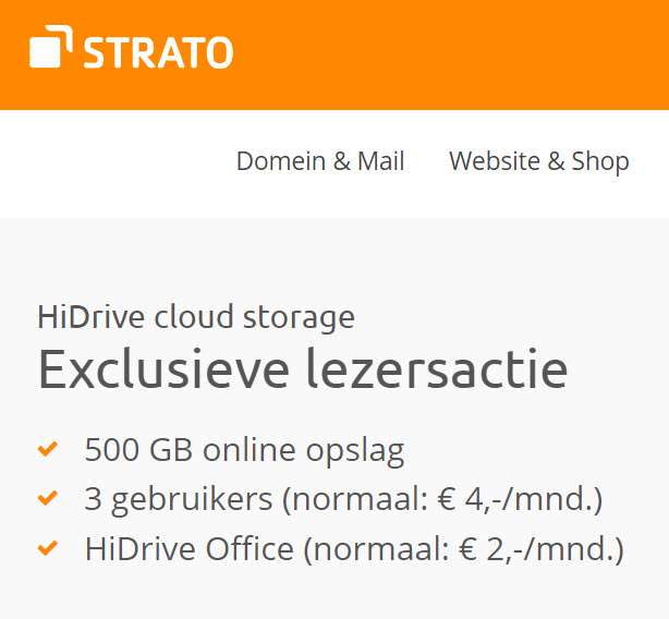 Strato 500 GB cloudopslag incl. HiDrive Office en 3 gebruikers