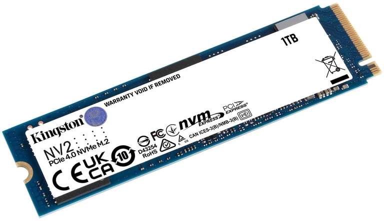 Kingston NV2 PCIe 4.0 SSD 1000GB / 1TB M.2, laagste prijs ooit.