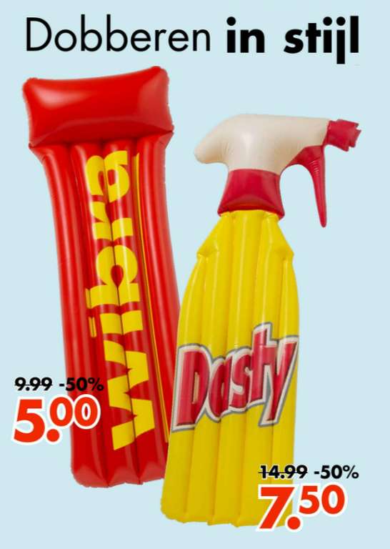 50% korting op Wibra fanartikelen - oa Dasty luchtbed @ Wibra winkels