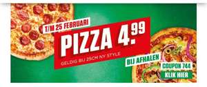 Lokale actie: Alle pizza's 25cm afhalen voor €4,99/st