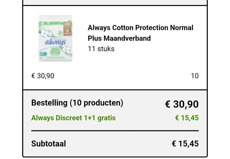 Always Cotton Protection Normal Plus Maandverband 1+1