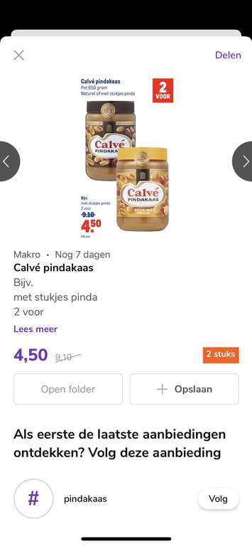 Calve pindakaas 650g 2 stuks voor €4,91 @Makro